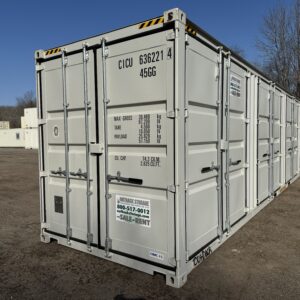 40′ x 8′ x 9.5′ Tall –-New *High Cube**FOUR SIDE DOOR OPENINGS** Shipping/Storage Container – Wind and Watertight – GRAY