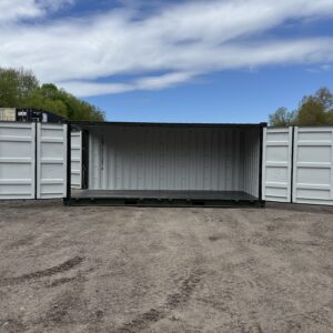 20′ x 8′ x 8.5′ Tall– New **OPEN SIDE**Shipping/Storage Container-STANDARD HEIGHT– Wind and Watertight – GREEN