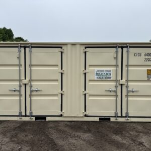 20′ x 8′ x 8.5′ Tall– New **2 SETS OF DOORS ON THE LONG SIDE** Shipping/Storage Container – Wind and Watertight – BEIGE
