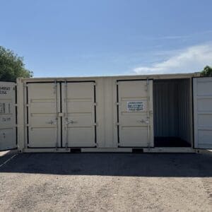 20′ x 8′ x 8.5′ Tall– New **2 SETS OF DOORS ON THE LONG SIDE** Shipping/Storage Container – Wind and Watertight – BEIGE