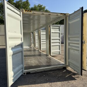 40′ x 8′ x 9.5′ Tall –-New *High Cube**FOUR Side Doors** Shipping/Storage Container – Wind and Watertight – BEIGE