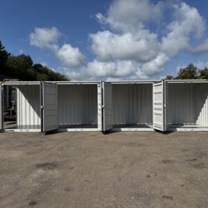 40′ x 8′ x 9.5′ Tall -New *High Cube**FOUR Side Doors** Shipping/Storage Container – Wind and Watertight – GRAY