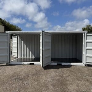 20′ x 8′ x 8.5′ Tall– New **2 SETS OF DOORS ON THE LONG SIDE** Shipping/Storage Container – Wind and Watertight – WHITE