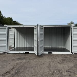 20′ x 8′ x 8.5′ Tall– New **2 SETS OF DOORS ON THE LONG SIDE** Shipping/Storage Container – Wind and Watertight – WHITE