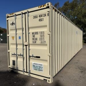 40′ x 8′ x 9.5′ Tall –NEW “One Trip” – High Cube Shipping/Storage Container – Wind and Watertight-BEIGE