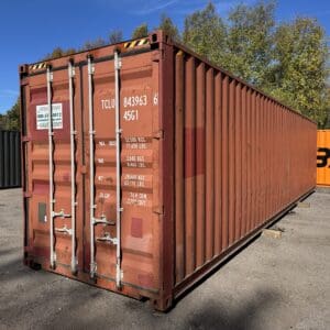 40′ x 8′ x 9.5′ Tall –Used *High Cube* Shipping / Storage Container-Wind and Watertight – RED