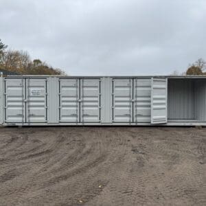 40′ x 8′ x 9.5′ Tall -New *High Cube**FOUR SIDE DOOR OPENINGS** Shipping/Storage Container – Wind and Watertight – GRAY