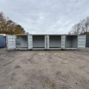 40′ x 8′ x 9.5′ Tall -New *High Cube**FOUR SIDE DOOR OPENINGS** Shipping/Storage Container – Wind and Watertight – GRAY