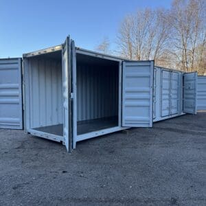 40′ x 8′ x 9.5′ Tall –-New *High Cube**FOUR Side Doors** Shipping/Storage Container – Wind and Watertight – GRAY