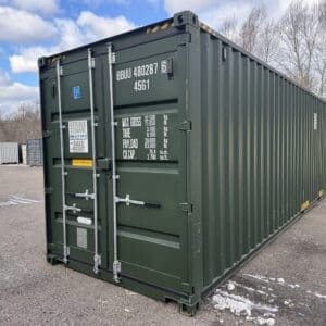 40′ x 8′ x 9.5′ Tall – New *High Cube Shipping/Storage Container – Wind and Watertight-GREEN