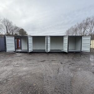 40′ x 8′ x 9.5′ Tall -New *High Cube**FOUR SIDE DOOR OPENINGS** Shipping/Storage Container – Wind and Watertight – DK GRAY