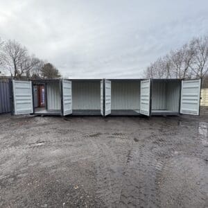 40′ x 8′ x 9.5′ Tall -New *High Cube**FOUR SIDE DOOR OPENINGS** Shipping/Storage Container – Wind and Watertight – DK GRAY