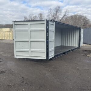 20′ x 8′ x 8.5′ Tall– New **OPEN SIDE**Shipping/Storage Container-STANDARD HEIGHT– Wind and Watertight – GRAY