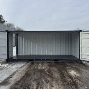 20′ x 8′ x 8.5′ Tall– New **OPEN SIDE**Shipping/Storage Container-STANDARD HEIGHT– Wind and Watertight – GRAY