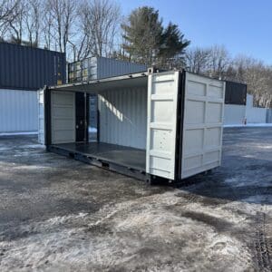 20′ x 8′ x 8.5′ Tall– New **OPEN SIDE**Shipping/Storage Container-STANDARD HEIGHT– Wind and Watertight – GRAY