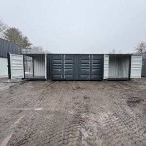 40′ x 8′ x 9.5′ Tall -New *High Cube**FOUR SIDE DOOR OPENINGS** Shipping/Storage Container – Wind and Watertight – DK GRAY
