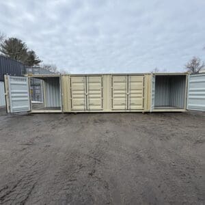 40′ x 8′ x 9.5′ Tall -New *High Cube**FOUR SIDE DOOR OPENINGS** Shipping/Storage Container – Wind and Watertight – BEIGE
