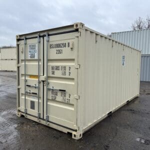 20′ x 8′ x 8.5′ Tall– New Shipping/Storage Container – Wind and Watertight – BEIGE