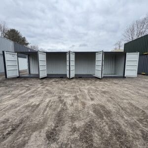 40′ x 8′ x 9.5′ Tall -New *High Cube**FOUR SIDE DOOR OPENINGS** Shipping/Storage Container – Wind and Watertight – DK GRAY