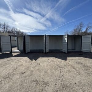 40′ x 8′ x 9.5′ Tall -New *High Cube**FOUR SIDE DOOR OPENINGS** Shipping/Storage Container – Wind and Watertight – DK GRAY