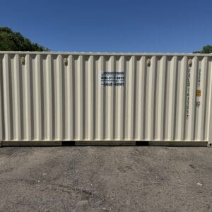 20′ x 8′ x 8.5′ Tall– Wind and Watertight **OFF RENT** Used Shipping / Storage Container – BEIGE