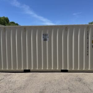20′ x 8′ x 8.5′ Tall– Wind and Watertight **OFF RENT** Used Shipping / Storage Container – BEIGE