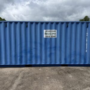20′ x 8′ x 8.5′ Tall– Wind and Watertight **OFF RENT** Used Shipping / Storage Container – BLUE