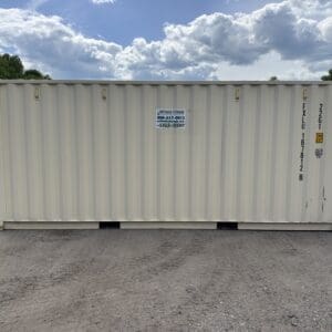 20′ x 8′ x 8.5′ Tall– Wind and Watertight **OFF RENT** Used Shipping / Storage Container – BEIGE