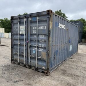 20′ x 8′ x 8.5′ Tall – Stiff Hinges - Used Shipping / Storage Container-Wind and Watertight – BLUE