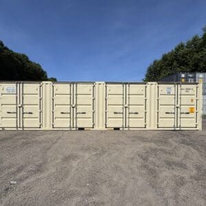 40′ x 8′ x 9.5′ Tall -New *High Cube**FOUR SIDE DOOR OPENINGS** Shipping/Storage Container – Wind and Watertight – BEIGE