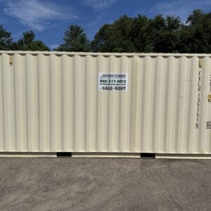 20′ x 8′ x 8.5′ Tall– Wind and Watertight **OFF RENT** Used Shipping / Storage Container – BEIGE