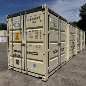 40′ x 8′ x 9.5′ Tall -New *High Cube**FOUR SIDE DOOR OPENINGS** Shipping/Storage Container – Wind and Watertight – BEIGE